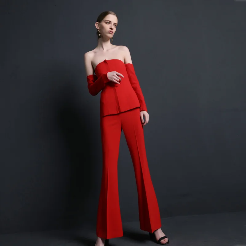 High quality women suits pants suit office lade 2 pieces jacket trousers red elegant
High quality women suits pants suit office lade 2 pieces jacket trousers red elegant