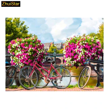 5D Diy diamond painting cross stitch "Flower Bridge Bicycle" Full Square Diamond embroidery Needlework Rhinestone Mosaic Crafts
5D Diy diamond painting cross stitch "Flower Bridge Bicycle" Full Square Diamond embroidery Needlework Rhinestone Mosaic Crafts