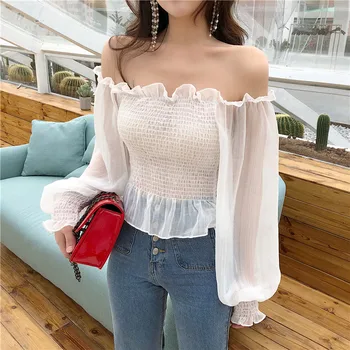 FNPE Spring 2019 Fashion Woman Slash Neck Blouse for Women Top Sexy Chiffon Shirt Vintage Lantern Sleeve Ruffles Blouse Female
FNPE Spring 2019 Fashion Woman Slash Neck Blouse for Women Top Sexy Chiffon Shirt Vintage Lantern Sleeve Ruffles Blouse Female