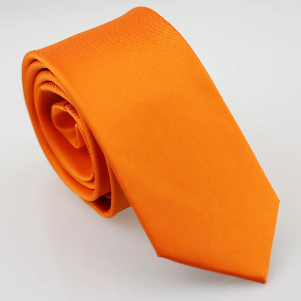 Фото Галстуки YIBEI Coachella из микрофибры узкие оранжевые галстуки Узкие однотонные