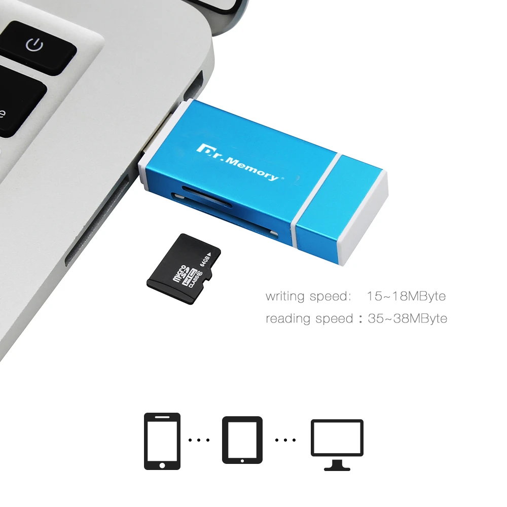 Фото Dr.Memory металлический OTG кардридер 3 в 1 для Lightning/Micro USB/USB 0 Micro SD iPhone - купить