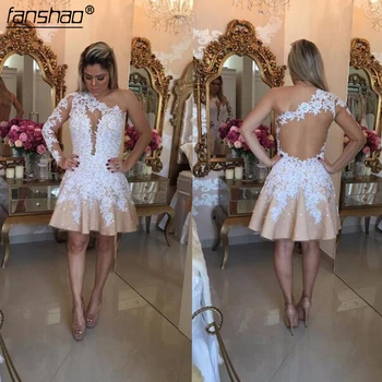 Champagne 2019 Homecoming Dresses A-line One-shoulder Short Mini See Through Pearls Lace Elegant Cocktail Dresses
Champagne 2019 Homecoming Dresses A-line One-shoulder Short Mini See Through Pearls Lace Elegant Cocktail Dresses