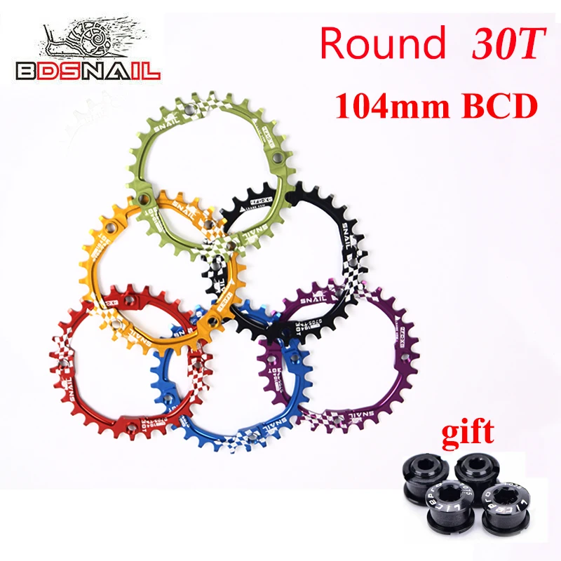 Snail 104bcd Chainring For 30T colored mountain bike wheels Narrow Wide MTB Bike Single Speed Bicycle Chain ring Bolts
Snail 104bcd Chainring For 30T colored mountain bike wheels Narrow Wide MTB Bike Single Speed Bicycle Chain ring Bolts