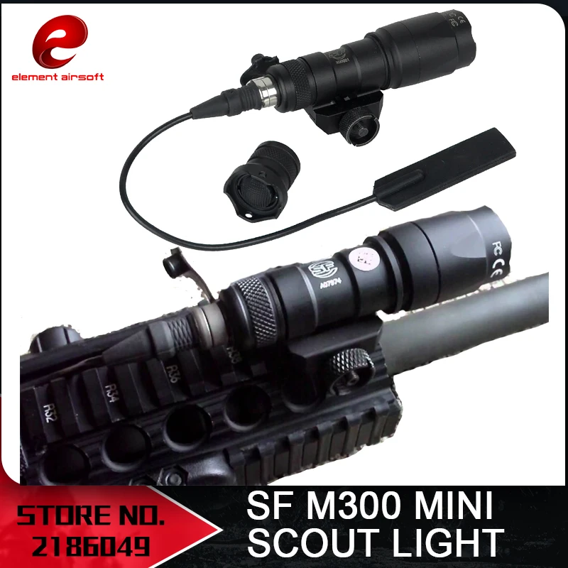 Element Tactical SF M300 Mini Scout Light 250lumen flashlight with remote switch tail and 20MM Weaver Rail EX191
Element Tactical SF M300 Mini Scout Light 250lumen flashlight with remote switch tail and 20MM Weaver Rail EX191