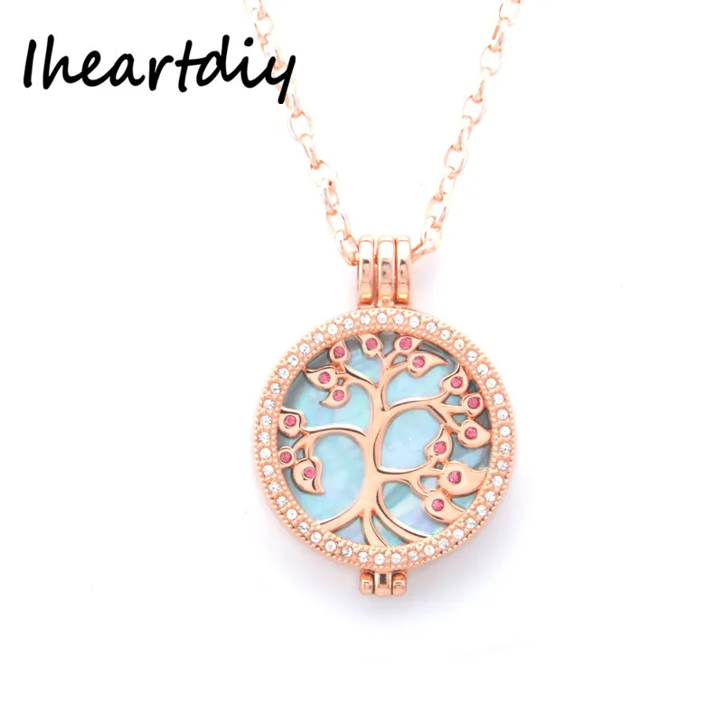 Фото Newest Pink Crystal Tree of life My Coin Necklace Set with 2pcs thickness Disc and 80cm Link Chain for Christmas Gift | Украшения и