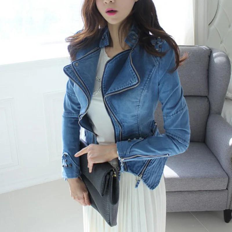 New 2017 Spring Autumn Women Fashion Rivets Denim Jackets Dovetail Style Motorcycle Coats Female Short Casual Jacket W1093
New 2017 Spring Autumn Women Fashion Rivets Denim Jackets Dovetail Style Motorcycle Coats Female Short Casual Jacket W1093