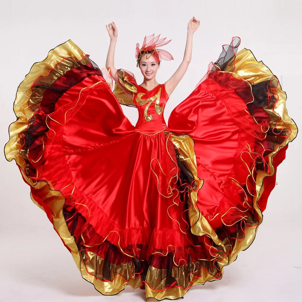 Red Flame Opening Dance wide flare Full Dress Colourful Large Flowers Costume Stage Performance Apparel Lotus Dance Costume
Red Flame Opening Dance wide flare Full Dress Colourful Large Flowers Costume Stage Performance Apparel Lotus Dance Costume