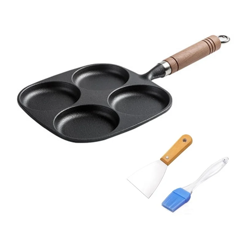 4 Hole Thickened Cast Iron Omelette Pan Egg Hamburg Mould Nonstick DIY Breakfast Pancake Patty Cake Pie Maker & Oil Brush Shovel
4 Hole Thickened Cast Iron Omelette Pan Egg Hamburg Mould Nonstick DIY Breakfast Pancake Patty Cake Pie Maker & Oil Brush Shovel