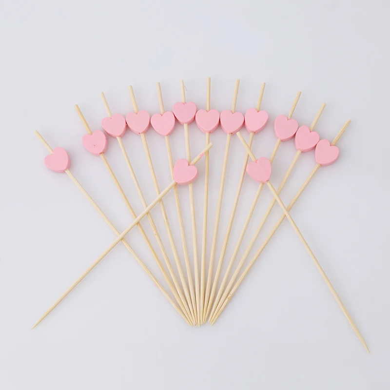 

100pcs/pack Disposable Bamboo Food Picks Fruit Fork Sticks Buffet Cupcake Toppers Cocktail Forks Wedding Festival Fruit Tools