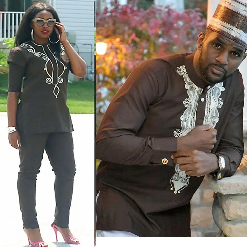 african couple clothes women men dashiki embroidery outfit suits shirt top pant 2 pieces set africain brown mens lady suit
african couple clothes women men dashiki embroidery outfit suits shirt top pant 2 pieces set africain brown mens lady suit