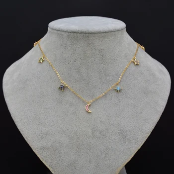 Colorful zircon moon star necklace symbolizes good wishes for ladies necklace 
Colorful zircon moon star necklace symbolizes good wishes for ladies necklace