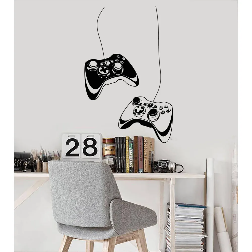 

Vinyl Wall Decal Two Joysticks Video Games Gamer Room Cool Art Stickers Mural Ps4 Game Decals Bedroom Home Decoration G263