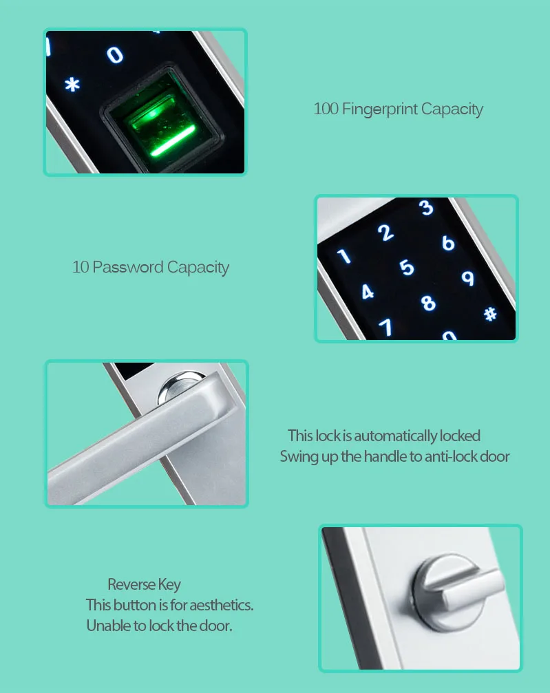 LACHCO 2019 Biometric Fingerprint Electronic Smart Door Lock, Code, Card,Touch Screen Digital Password Lock Key for home lk18A2F