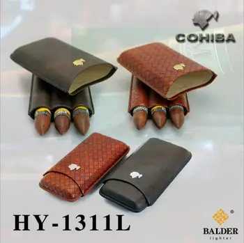 COHIBA Gadgets Leather Travel Cigar Case 3 Tubes Cigars Holder Mini Humidor with Gift Box XJH023 
COHIBA Gadgets Leather Travel Cigar Case 3 Tubes Cigars Holder Mini Humidor with Gift Box XJH023