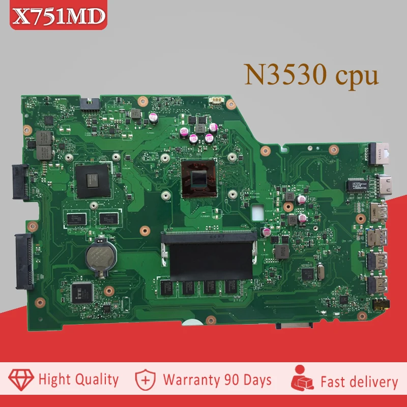 YTAI REV:2.0 N3530 CPU For Asus X751MA K751M K751MA X751MD Laptop Motherboard 4 pieces video memory 100% test before shipping
YTAI REV:2.0 N3530 CPU For Asus X751MA K751M K751MA X751MD Laptop Motherboard 4 pieces video memory 100% test before shipping