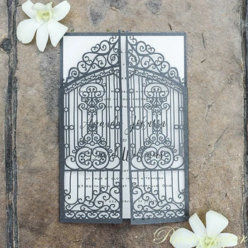 Black Color Gate Designs Laser Cutting Wedding Invitations Cards with RSVP Small Printing Cards Laser Cut Cards with Envelope
Black Color Gate Designs Laser Cutting Wedding Invitations Cards with RSVP Small Printing Cards Laser Cut Cards with Envelope
