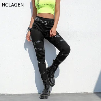 NCLAGEN 2019 Women Sexy Rivet Belt Patchwork Side Zipper Pants Fitness Capris High Waist Pencil Pantalons Cool Hip Hop Trousers
NCLAGEN 2019 Women Sexy Rivet Belt Patchwork Side Zipper Pants Fitness Capris High Waist Pencil Pantalons Cool Hip Hop Trousers