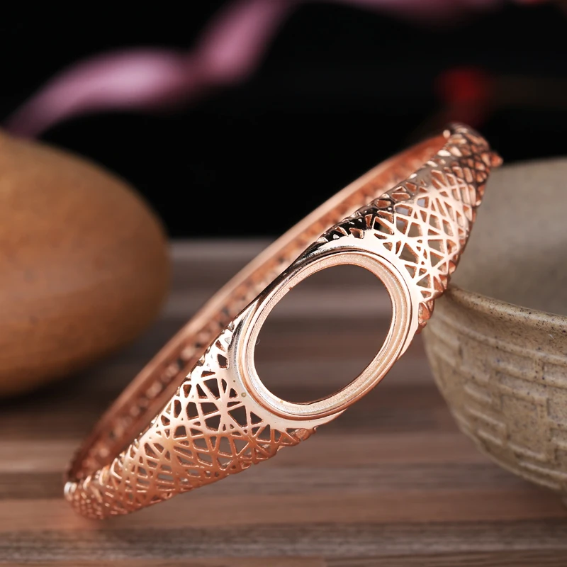 Sterling Silver 925 Rose Gold Color Semi Mount Bracelet 15x20mm Oval Cabochon Gemstone Filligree Fine Jewelry Setting
Sterling Silver 925 Rose Gold Color Semi Mount Bracelet 15x20mm Oval Cabochon Gemstone Filligree Fine Jewelry Setting