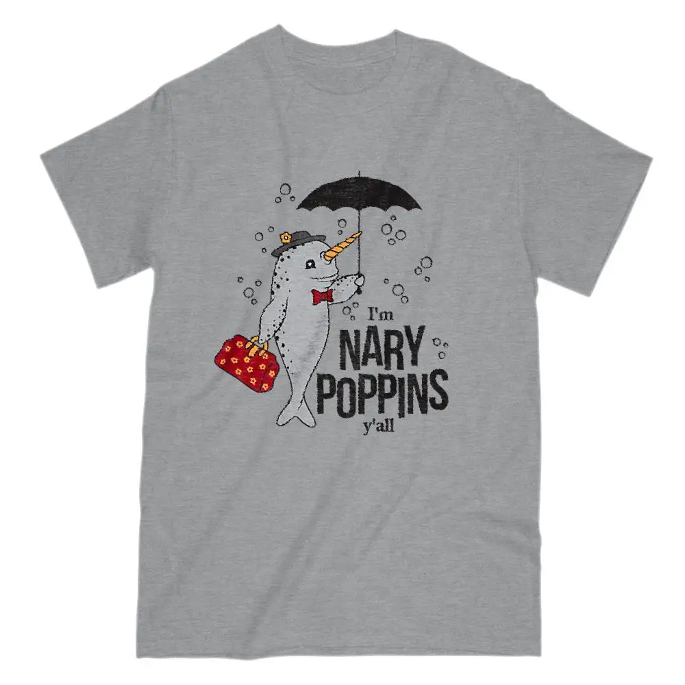 

I'm Nary Poppins Narwhal Funny Movie Parody Graphic T-Shirt Printed Boys Top Tee Shirt Cotton Short Sleeve T Shirt