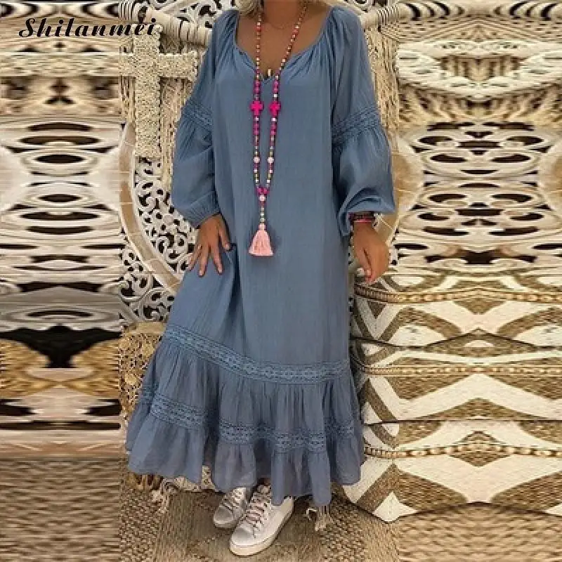 2019 Boho Vintage Causal Loose Dress V Neck Long Lantern Sleeve Crochet Beach Dress Plus Size Women Long Maxi Dress 4XL 5XL
2019 Boho Vintage Causal Loose Dress V Neck Long Lantern Sleeve Crochet Beach Dress Plus Size Women Long Maxi Dress 4XL 5XL