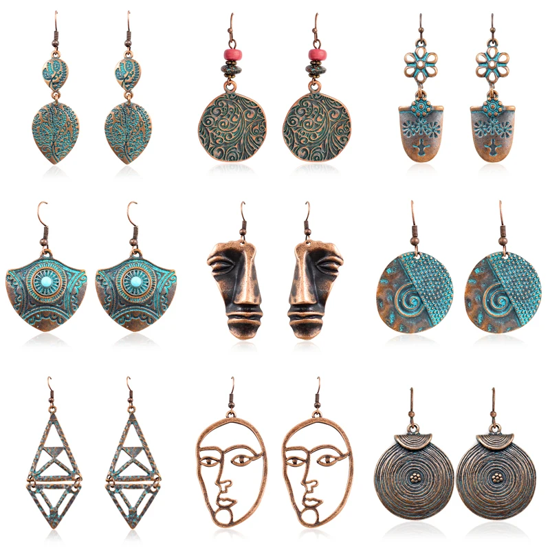 Retro Stereoscopic Face Ethinc Carving Earrings Stone Shield Shaped Geometric Spiral Hollow Flower Bead Charm Bohemia Earrings
Retro Stereoscopic Face Ethinc Carving Earrings Stone Shield Shaped Geometric Spiral Hollow Flower Bead Charm Bohemia Earrings
