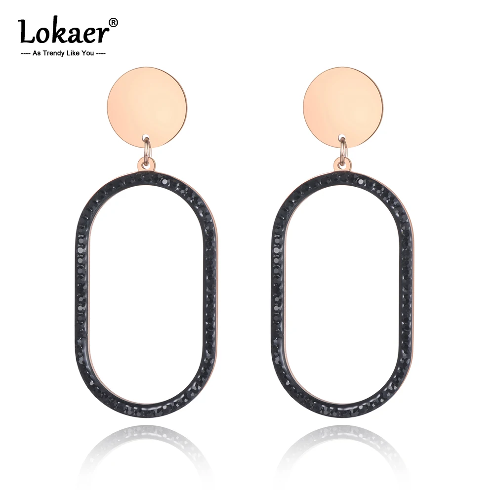 Lokaer OL Style Stainless Steel Hollow Oval Earrings Jewelry Rose Gold Black/White Clay Crytal Earrings For Women Girls E19108
Lokaer OL Style Stainless Steel Hollow Oval Earrings Jewelry Rose Gold Black/White Clay Crytal Earrings For Women Girls E19108