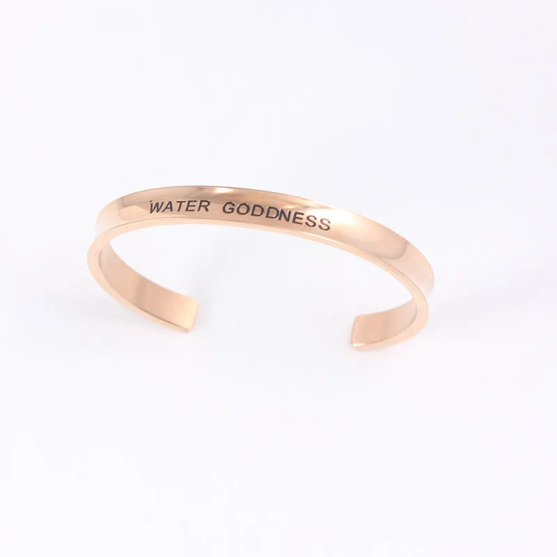 2017 New 316L Stainless Steel Stamped Bangle Letter "WATER GODDNESS " Open Cuff Bangle Bracelet For Women Christmas Gift
2017 New 316L Stainless Steel Stamped Bangle Letter "WATER GODDNESS " Open Cuff Bangle Bracelet For Women Christmas Gift