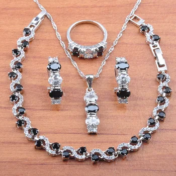 Silver Color Wedding Jewelry Sets Black Cubic Zirconia Crystal Jewelrry Fashion Jewelry Womens Accessories JS0158
Silver Color Wedding Jewelry Sets Black Cubic Zirconia Crystal Jewelrry Fashion Jewelry Womens Accessories JS0158