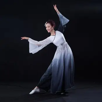 (091) Chinese folk dancenew classical dance theatrical costumes ink painting black and white classical dance costumes fan dance
(091) Chinese folk dancenew classical dance theatrical costumes ink painting black and white classical dance costumes fan dance
