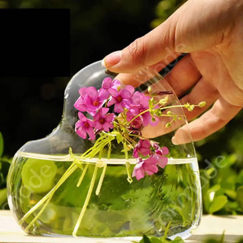 Heart Glass Vase Terrarium Vases Cute Flower Pots Tabletop Glass Modern Vaso Wedding Floor Air Planter Decorative Vase