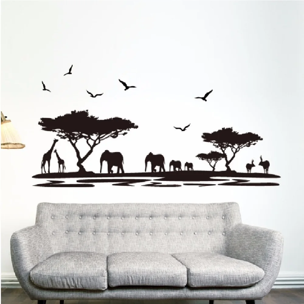 Black Africa Forest Siloutte Wall Stickers For Living Room Home Decoration Background Pvc Plane Animal Mural Door Diy Wallpaper
Black Africa Forest Siloutte Wall Stickers For Living Room Home Decoration Background Pvc Plane Animal Mural Door Diy Wallpaper