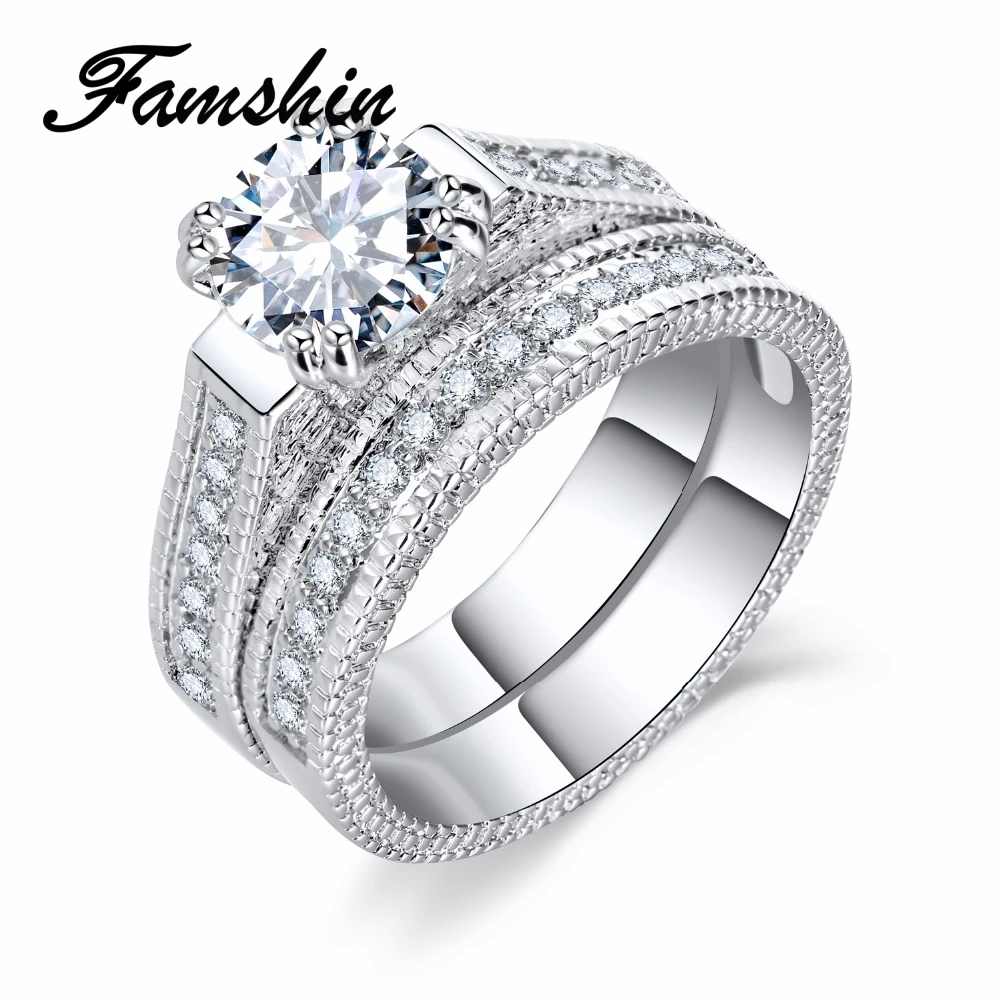 FAMSHIN 2017 Silver Color Luxury 2 Rounds Bijoux Fashion Wedding Ring Set Zircon Ring Jewelry For Women As Chirstmas Gift
FAMSHIN 2017 Silver Color Luxury 2 Rounds Bijoux Fashion Wedding Ring Set Zircon Ring Jewelry For Women As Chirstmas Gift