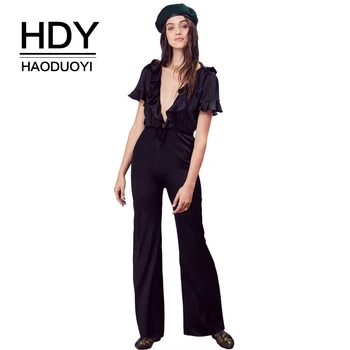 HDY Haoduoyi Brand Women Black Casual Jumpsuit Deep V-Neck Backless Ruffles Female Sexy Sweet High Waist Jumpsuits Lady
HDY Haoduoyi Brand Women Black Casual Jumpsuit Deep V-Neck Backless Ruffles Female Sexy Sweet High Waist Jumpsuits Lady