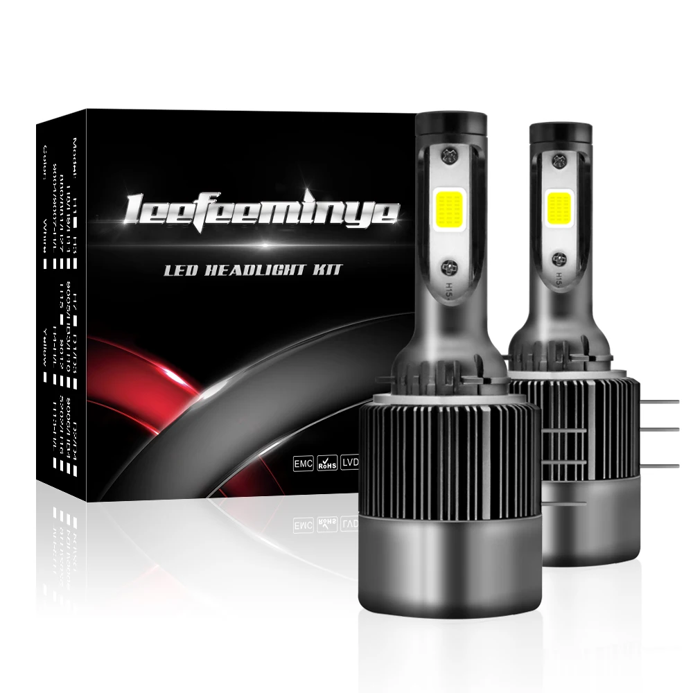 All-in-One New Design H15 LED Headlight Built-in Fan and Drives Replaces Your Standard Headlight Bulbs or Fog Lights
All-in-One New Design H15 LED Headlight Built-in Fan and Drives Replaces Your Standard Headlight Bulbs or Fog Lights