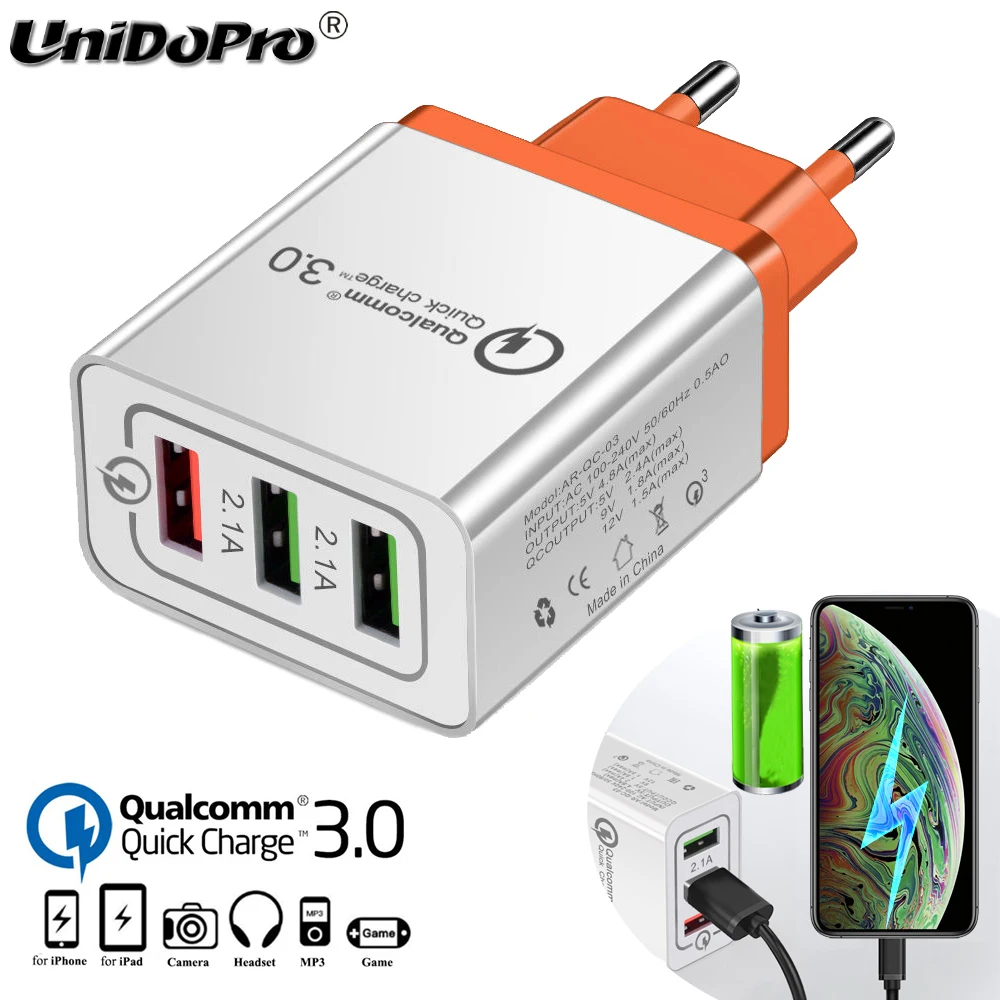 Быстрое зарядное устройство QC 3 0 3-USB евро быстрое настенное переменного тока для