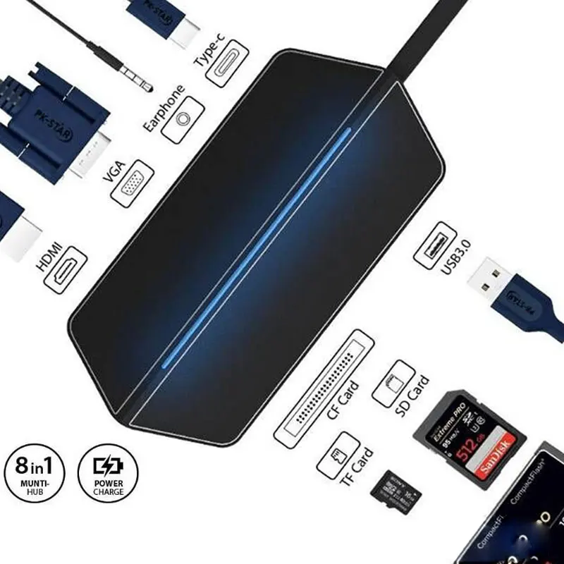 USB Type C Hub to HDMI VGA Adapter Thunderbolt 3 USB-C Dock with PD SD TF Reader Slot Jack 3.5MM for MacBook Pro Type-C
USB Type C Hub to HDMI VGA Adapter Thunderbolt 3 USB-C Dock with PD SD TF Reader Slot Jack 3.5MM for MacBook Pro Type-C