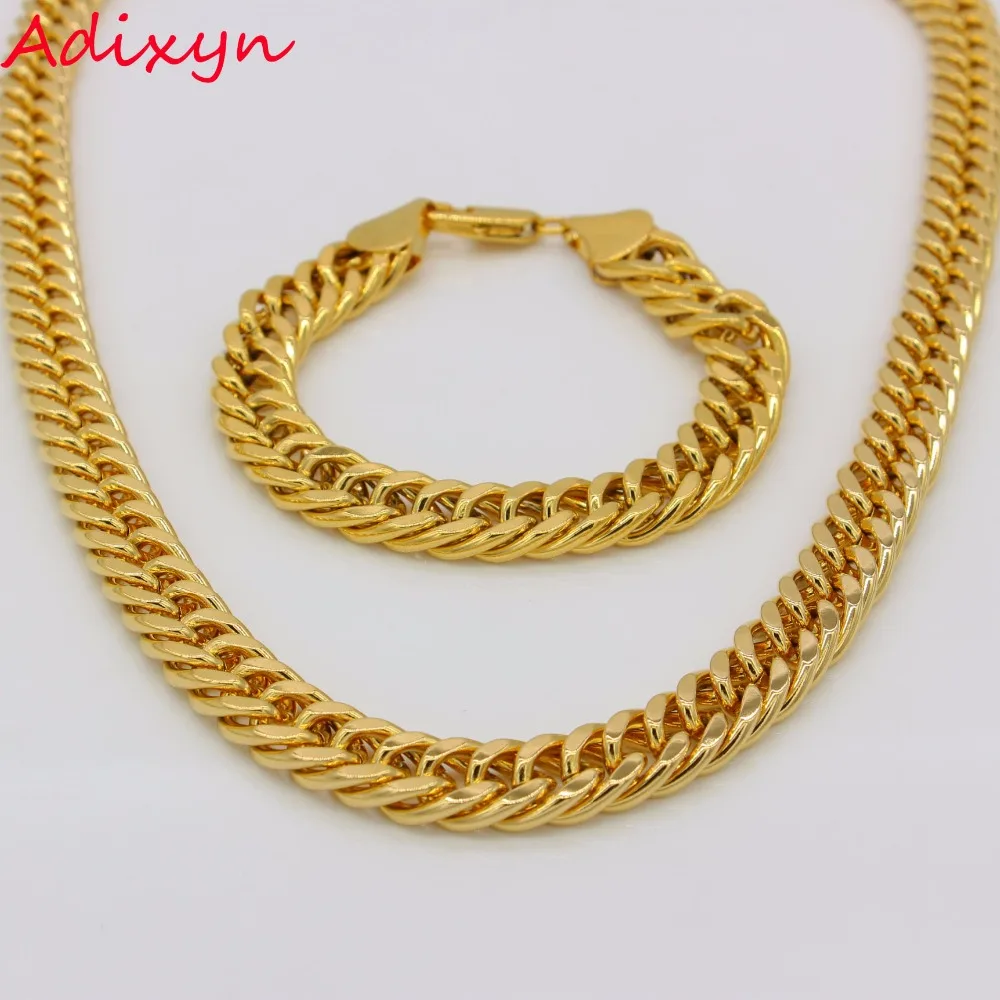 Adixyn Gold Color Heavy Metal Solid Double Curb Chain Necklace&Bracelet Sets Jewelry African/Nigeria/Ethiopian Items
Adixyn Gold Color Heavy Metal Solid Double Curb Chain Necklace&Bracelet Sets Jewelry African/Nigeria/Ethiopian Items