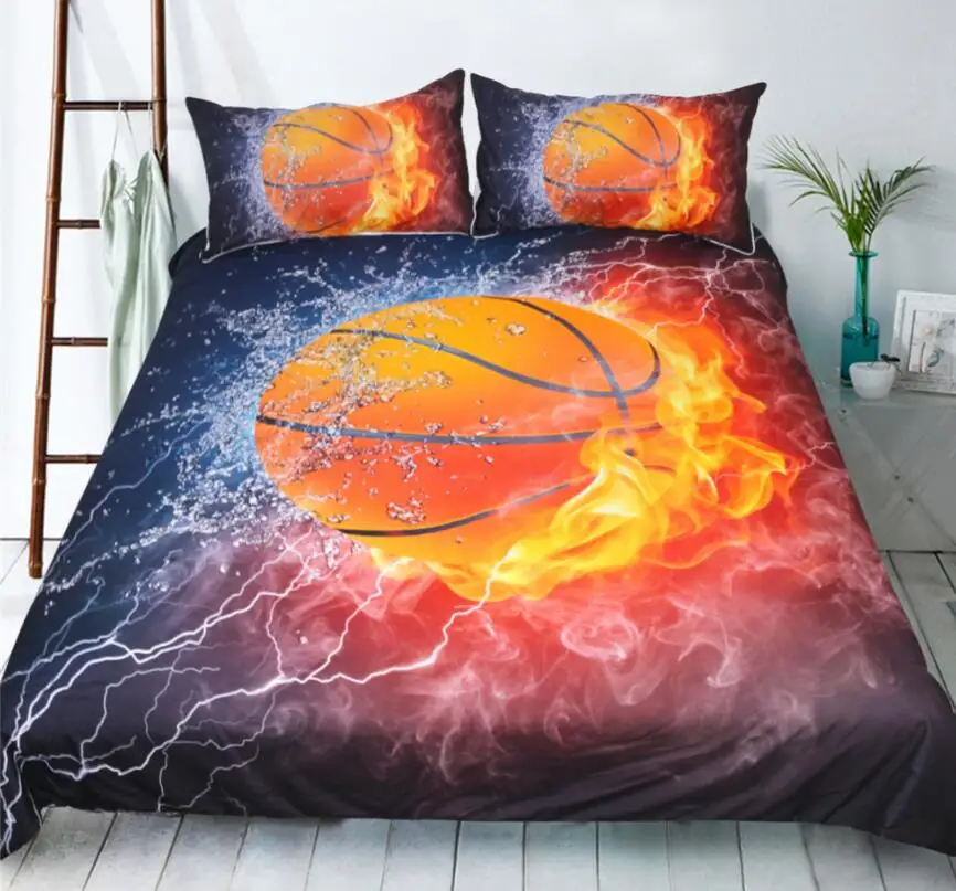 American Basketball Duvet Cover Fire Water 3D Printed Bedding Set American Basketball Duvet Cover Fire Water 3D Printed Bedding Set