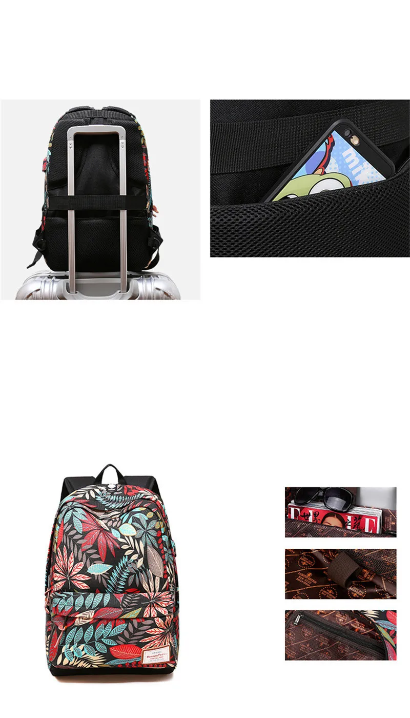 Women USB charging laptop backpack for teenage girls school backpack bag Printing Female Backpacks for college students 22