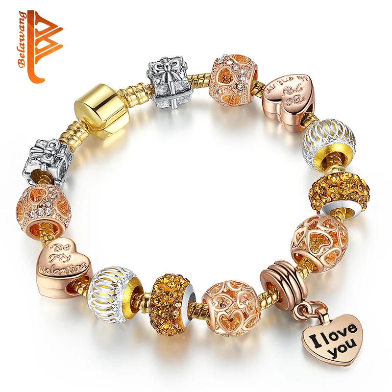 BELAWANG 2018 Trendy Gold Chain Love Heart Crystal Beads Charm Bracelets & Bangles For Women Fashion Jewelry Gift
BELAWANG 2018 Trendy Gold Chain Love Heart Crystal Beads Charm Bracelets & Bangles For Women Fashion Jewelry Gift