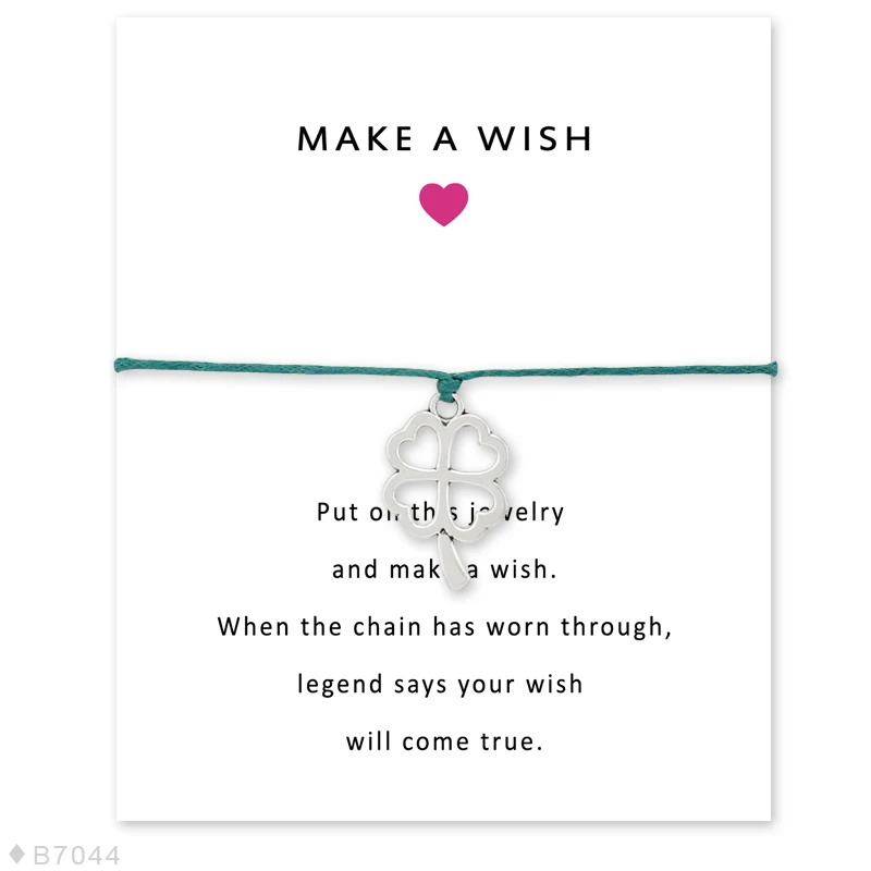 1PC Fashion Silver Charm Bracelets For Women Girls With Make A Wish Card Bracelet Lucky String Bangles 7309-7310
1PC Fashion Silver Charm Bracelets For Women Girls With Make A Wish Card Bracelet Lucky String Bangles 7309-7310