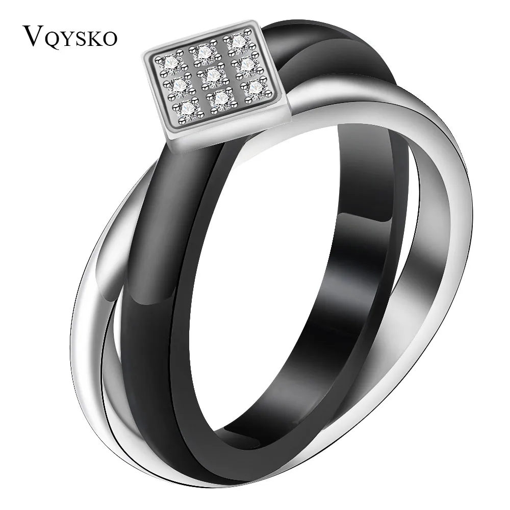 Black Ceramic Cross Silver Stainless Stee circle Ceramic Ring With CZ Rhinestone Wedding Ring For Women
Black Ceramic Cross Silver Stainless Stee circle Ceramic Ring With CZ Rhinestone Wedding Ring For Women