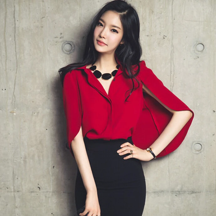 Women Tops Fashion 2018 Women Blouses Sexy Turn-down Collar Elegant Red Casual Cloak cape shirts Chiffon Blouse Plus Size blusas
Women Tops Fashion 2018 Women Blouses Sexy Turn-down Collar Elegant Red Casual Cloak cape shirts Chiffon Blouse Plus Size blusas