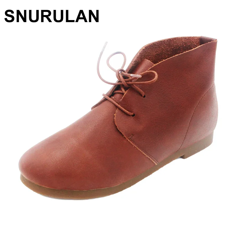 SNURULAN Woman Boots Plain Toe Lace up Ankle Boots for Women 100% Authentic Leather Ladies Boots Female Footwear
SNURULAN Woman Boots Plain Toe Lace up Ankle Boots for Women 100% Authentic Leather Ladies Boots Female Footwear