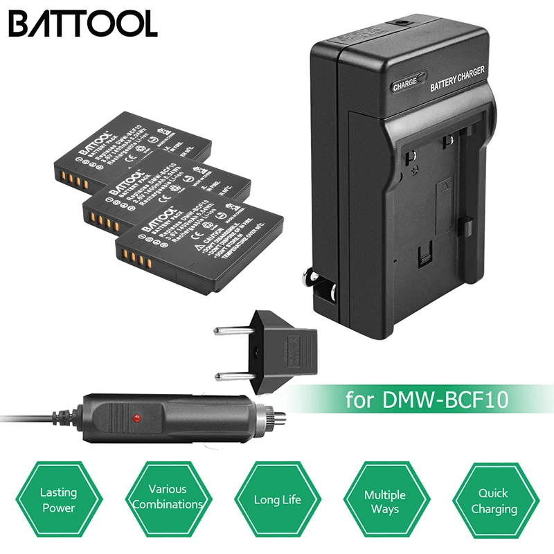 

BATTOOL 3pcs 1400mAh 5.04Wh DMW-BCF10E DMW BCF10 Camera Battery for Panasonic DMC-FS1 L20 DMC-FX60N DMC-FP8R DMC-FX65N DMC-FS15