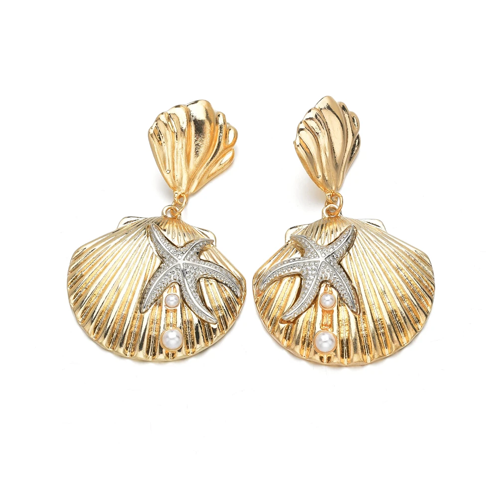 New Exaggerated Cowrie Shell Earrings Women Gold Color Geometric Irregular Starfish Conch Statement Brincos 2019 Fashion Jewelry
New Exaggerated Cowrie Shell Earrings Women Gold Color Geometric Irregular Starfish Conch Statement Brincos 2019 Fashion Jewelry
