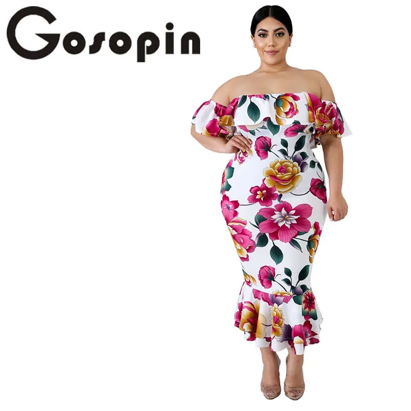 Gosopin Floral Print Mermaid Plus Size Dress Off Shoulder XXXL Bodycon Korean Dresses Short Sleeves Summer Veatido Festa 611116
Gosopin Floral Print Mermaid Plus Size Dress Off Shoulder XXXL Bodycon Korean Dresses Short Sleeves Summer Veatido Festa 611116