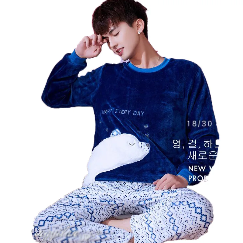 Men's Pajamas Winter Mens Pajama Sets O-Neck Long Sleeve Pyjamas For Men Sleepwear Thick Warm Coral Fleece Pajamas Male Homewear
Men's Pajamas Winter Mens Pajama Sets O-Neck Long Sleeve Pyjamas For Men Sleepwear Thick Warm Coral Fleece Pajamas Male Homewear