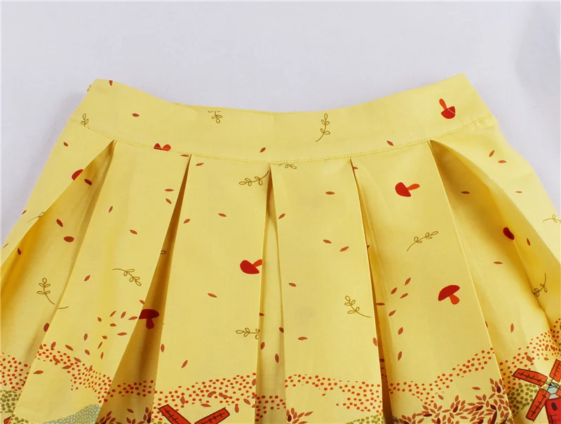 Kostlish Retro Print Flower Summer Skirts Womens 2017 High Waist Vintage Skirt Elegant A-Line Midi Women Skirt Plus Size XXL 22 (28)