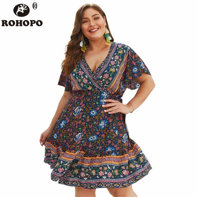 Vintage V collar Short Sleeve Dress 2019 Bohemia Style Big Plus Size Female Empire Fashion Outwear New Designer Floral Dresses
Vintage V collar Short Sleeve Dress 2019 Bohemia Style Big Plus Size Female Empire Fashion Outwear New Designer Floral Dresses